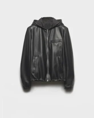 Αναστρέψιμο μπουφάν από δέρμα Nappa και Re-Nylon