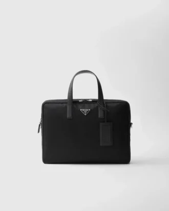Χαρτοφύλακας από Re-Nylon και δέρμα Saffiano