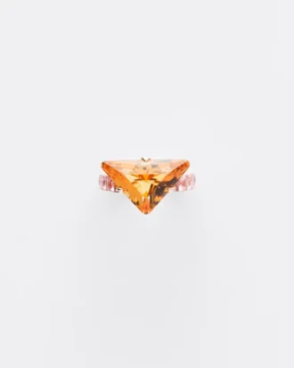 Δαχτυλίδι Couleur Vivante Solitaire – Ροζ χρυσός με κιτρίνη και μοργκανίτη