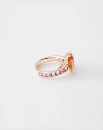 Δαχτυλίδι Couleur Vivante Solitaire – Ροζ χρυσός με κιτρίνη και μοργκανίτη
