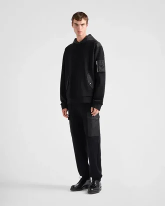Φούτερ με κουκούλα από βαμβακερό φλις και Re-Nylon