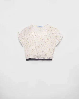 Κοντομάνικο crop top με floral print από Ponga