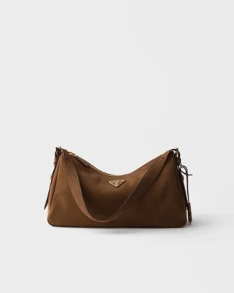Μεγάλη τσάντα ώμου Prada Aimae από δέρμα Nubuck