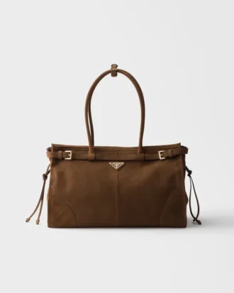 Μεγάλη τσάντα Prada Bonnie από δέρμα Nubuck