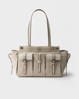 Μεγάλη τσάντα tote Prada Route από καμβά και δέρμα