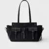 Μεγάλη τσάντα tote Prada Route από καμβά και δέρμα Μεγάλη τσάντα tote Prada Route από καμβά και δέρμα