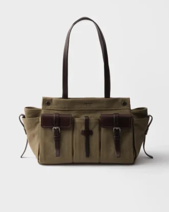 Μεγάλη τσάντα tote Prada Route από καμβά και δέρμα