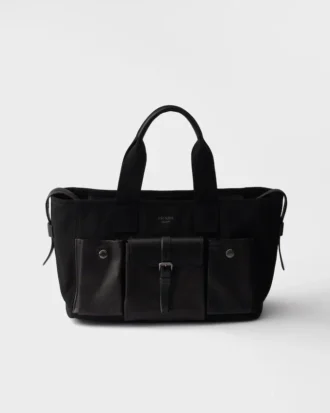Μεγάλη τσάντα tote Prada Route από καμβά και δέρμα