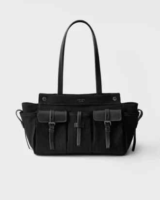Μεγάλη τσάντα tote Prada Route από καμβά και δέρμα