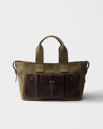 Μεγάλη τσάντα tote Prada Route από καμβά και δέρμα