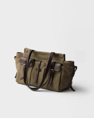 Μεγάλη τσάντα tote Prada Route από καμβά και δέρμα