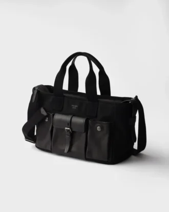 Μεγάλη τσάντα tote Prada Route από καμβά και δέρμα