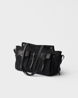 Μεγάλη τσάντα tote Prada Route από καμβά και δέρμα