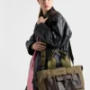 Μεγάλη τσάντα tote Prada Route από καμβά και δέρμα Μεγάλη τσάντα tote Prada Route από καμβά και δέρμα