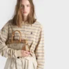 Μικρή τσάντα Prada Bonnie από λινό και δέρμα Μικρή τσάντα Prada Bonnie από λινό και δέρμα