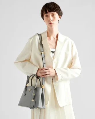 Μικρή τσάντα Prada Double από δέρμα Saffiano