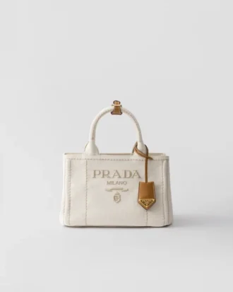 Μικρή τσάντα Prada Jardiniare από μείγμα λινού