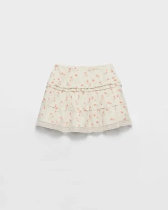 Μίνι φούστα από λινό με floral print Μίνι φούστα από λινό με floral print