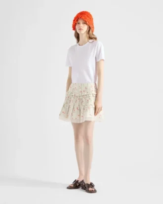 Μίνι φούστα από λινό με floral print Μίνι φούστα από λινό με floral print