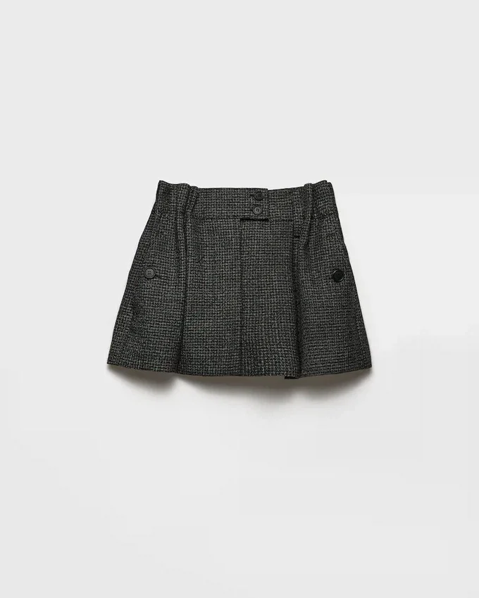 Μίνι φούστα από μάλλινο ύφασμα Gingham Check Moulina Μίνι φούστα από μάλλινο ύφασμα Gingham Check Moulina