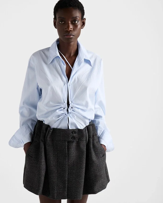 Μίνι φούστα από μάλλινο ύφασμα Gingham Check Moulina Μίνι φούστα από μάλλινο ύφασμα Gingham Check Moulina