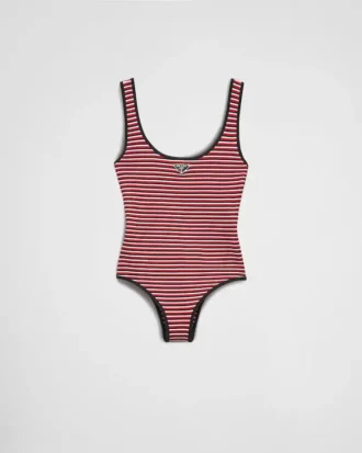 Μονοκόμματο μαγιό από ριγέ ύφασμα Interlock Jersey
