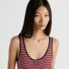 Μονοκόμματο μαγιό από ριγέ ύφασμα Interlock Jersey Μονοκόμματο μαγιό από ριγέ ύφασμα Interlock Jersey