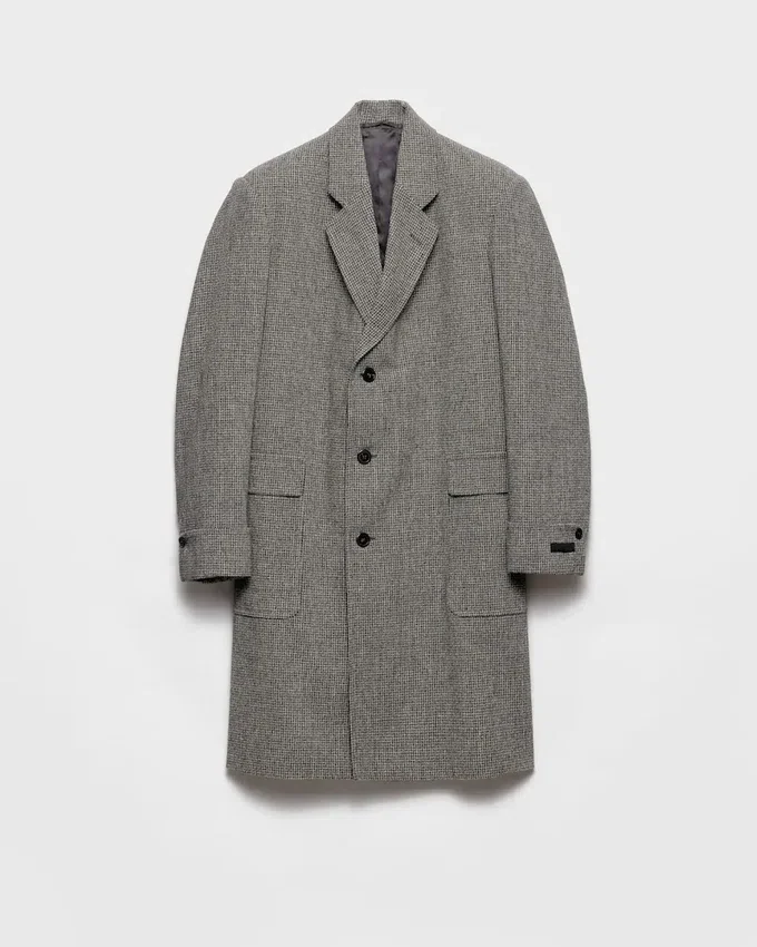 Μονόπετο παλτό από μαλλί με μοτίβο houndstooth Μονόπετο παλτό από μαλλί με μοτίβο houndstooth