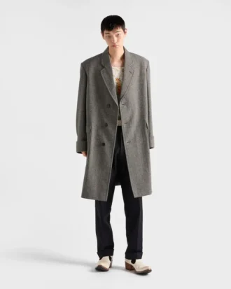 Μονόπετο παλτό από μαλλί με μοτίβο houndstooth Μονόπετο παλτό από μαλλί με μοτίβο houndstooth