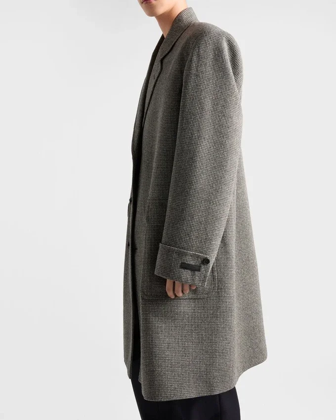 Μονόπετο παλτό από μαλλί με μοτίβο houndstooth Μονόπετο παλτό από μαλλί με μοτίβο houndstooth