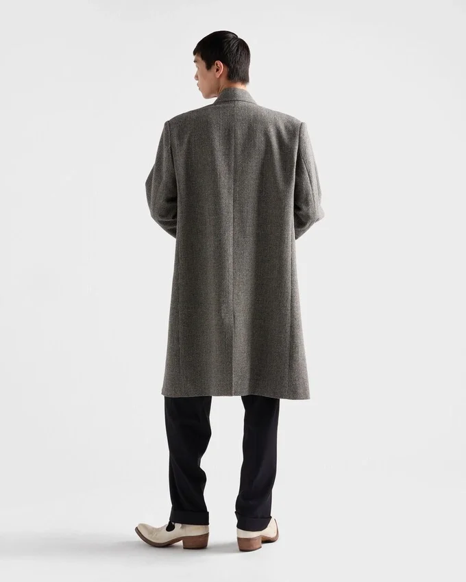 Μονόπετο παλτό από μαλλί με μοτίβο houndstooth Μονόπετο παλτό από μαλλί με μοτίβο houndstooth