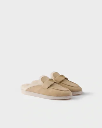 Μούλες από σουέτ και shearling