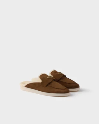 Μούλες από σουέτ και shearling