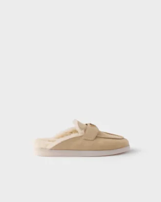 Μούλες από σουέτ και shearling
