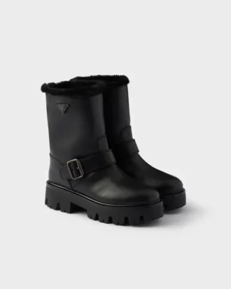 Μποτάκια από δέρμα και shearling