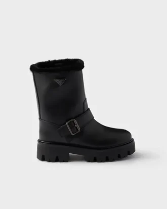 Μποτάκια από δέρμα και shearling