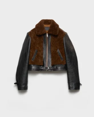 Μπουφάν από δέρμα και shearling