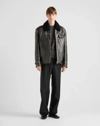 Μπουφάν από δέρμα Nappa και shearling