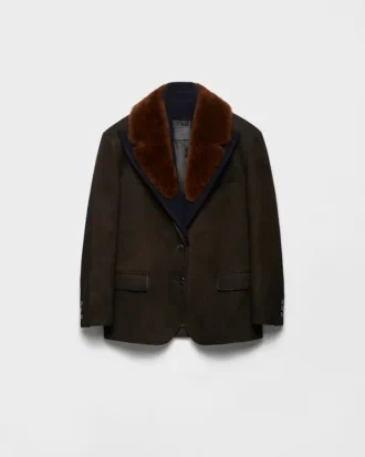 Μπουφάν Caban από σουέτ και shearling