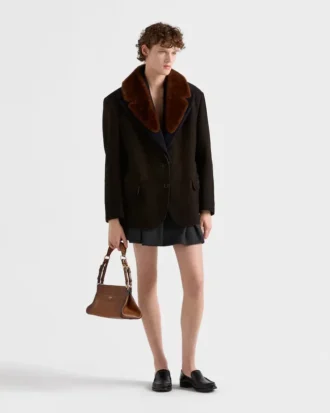 Μπουφάν Caban από σουέτ και shearling