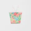 Πλεκτό βαμβακερό τοπ με ραβδώσεις και floral print