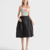 Πλεκτό βαμβακερό τοπ με ραβδώσεις και floral print