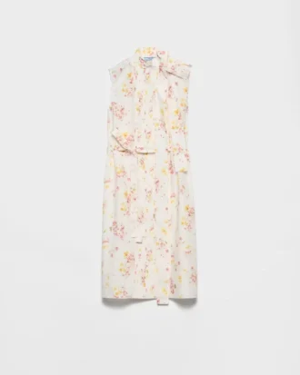 Πλισέ φόρεμα από ποπλίν με floral print