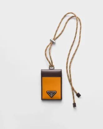 Πορτοφόλι καρτών Prada Speedrock από Re-Nylon και δέρμα με λουράκι