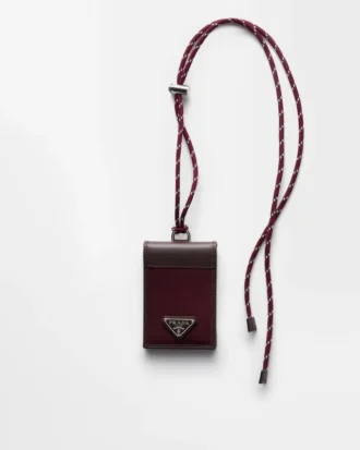 Πορτοφόλι καρτών Prada Speedrock από Re-Nylon και δέρμα με λουράκι