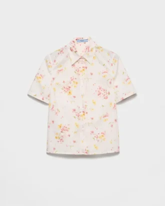 Πουκάμισο από ποπλίν με κοντό μανίκι και floral print