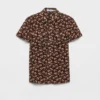 Πουκάμισο με κοντά μανίκια και floral print από ζορζέτ Πουκάμισο με κοντά μανίκια και floral print από ζορζέτ