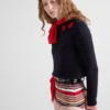 Πουλόβερ από βαμβάκι με λαιμόκοψη Πουλόβερ από βαμβάκι με λαιμόκοψη