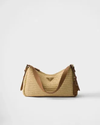 Prada Aimae Μεγάλη τσάντα από κροσέ και δέρμα