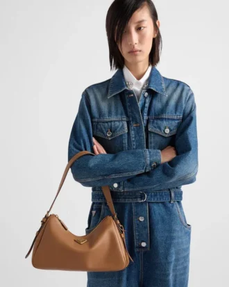 Prada Aimae Μεσαίου Μεγέθους Δερμάτινη Τσάντα Ώμου